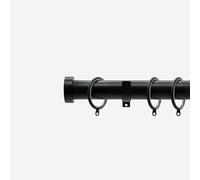 Matt Black 28mm Stud Fixed Length Metal Curtain Pole