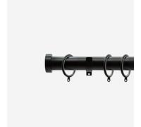 Matt Black 28mm Stud Fixed Length Metal Curtain Pole | Matt black 28mm fixed metal curtain pole with stud finials. Strong, durable design for stylish curtain hanging.