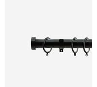 Matt Black 28mm Stud Fixed Length Metal Curtain Pole New Edge Blinds Jet Black 170cm