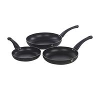 (Matt Black) 3 Pc Frying Pan Set With Soft Touch Handles and 6 Pc Kitchen Tool Set