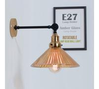Matt Black Antique Brass Effect Wired Wall Light