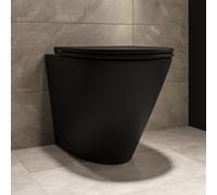 Matt Black Back to Wall Rimless Toilet with Soft Close Seat - Newport