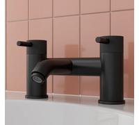 Matt Black Bath Mixer Tap Bathroom Filler Round Twin Lever Modern Luxury Fluted
