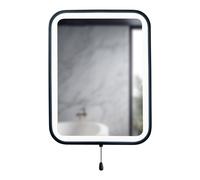 Valuelights Mirror Matte Black Ip44 Rated Bathroom Battery Operated 30 X 40Cm Mirror Light