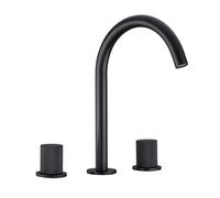 Matt Black Brass Widespread Double Handle Bathroom Faucet - Deck Mount Hot & Cold Water Mixer Luxury Modern Sink Tap for Stylish Home Bathroom Easy Installation & Durable Design