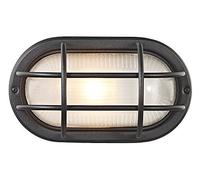 Matt Black Cast Aluminium Outdoor Oval Bulkhead Wall Light by Happy Homewares