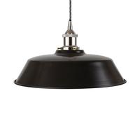 Matt Black Chancery Painted Dome Pendant Light With Nickel Lamp Holder And Grey Twisted Cable - Se Home