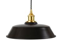 Matt Black Chancery Painted Dome Pendant Light With Polished Brass Lamp Holder And Black Twisted Cable - Se Home