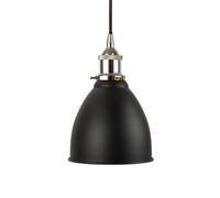 Matt Black Classic Small Pantry Metal Painted Dome Pendant Light With Nickle Lamp Holder And Black Round Cable - Se Home