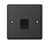 Matt Black Classical Telephone Slave Socket Black Insert - BT Phone Socket