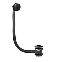 Matt Black Clicker Bathroom Bath Waste Pop Up Click Clack Plug Overflow Drain Kit Full Cover
