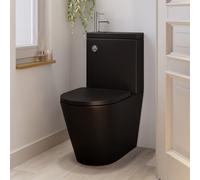 Matt Black Close Coupled Closed Back Toilet with Chrome Fittings & Sink on Top - Legend