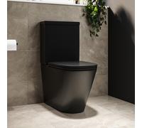 Matt Black Close Coupled Rimless Closed Back Toilet with Soft Close Seat - Newport