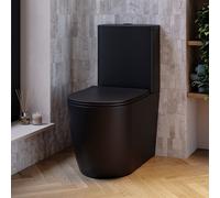 Matt Black Close Coupled Rimless Toilet with Soft Close Seat - Roma