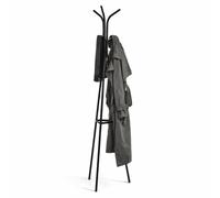 Matt Black Coat Rack Stand 180cm Freestanding Metal Hall Tree 6 Hooks Hat Jacket