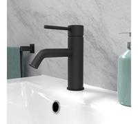 Matt Black Deck Mounted Round Single Lever Basin Mono Mixer Tap Nes Home Black One Size