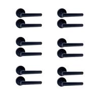 Matt Black Door Handles on Rose - 123mm Modern Lever with 52mm Round Rose | Contemporary Interior Handles | Packs & Complete Sets (6 x Pairs of Handles)