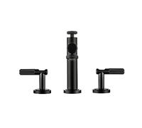 Matt Black Double Handle Sink Tap Three Hole Deck Mounted Mixer for Hot & Cold Water Slish Bathroom Basin Faucet
