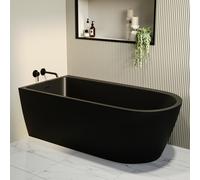 Matt Black Freestanding Single Ended Left Hand Corner Bath 1650 x 800mm - Amaro