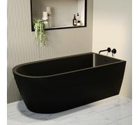Matt Black Freestanding Single Ended Right Hand Corner Bath 1650 x 800mm - Amaro