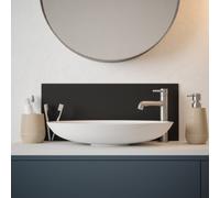 Matt Black Glass Bathroom Splashback 250Mm X 600Mm X 4Mm, Black