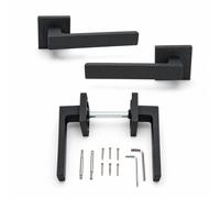 Matt Black Internal Door Handle Set Square Rose ZnAl 123mm