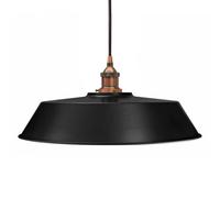 Matt Black Large Chancery Painted Dome Pendant Light With Antique Copper Lamp Holder And Black Round Cable - Se Home