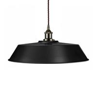 Matt Black Large Chancery Painted Dome Pendant Light With Black Nickel Lamp Holder And Brown Twisted Cable - Se Home