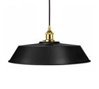 Matt Black Large Chancery Painted Dome Pendant Light With Gold Lamp Holder And Black Round Cable - Se Home