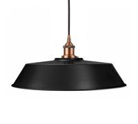 Matt Black Large Chancery Painted Dome Pendant Light With Matt Antique Copper Lamp Holder And Black Round Cable - Se Home