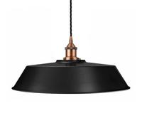 Matt Black Large Chancery Painted Dome Pendant Light With Matt Antique Copper Lamp Holder And Black Twisted Cable - Se Home