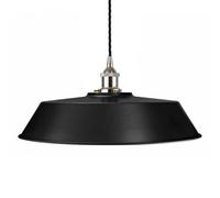Matt Black Large Chancery Painted Dome Pendant Light With Nickel Lamp Holder And Black Twisted Cable - Se Home