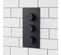 Matt Black Lily 3 Dial 2 Outlet Round Concealed Thermostatic Shower Valve Nes Home Black One Size