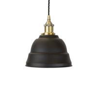 Matt Black Lincoln Painted Dome Pendant Light With Antique Brass Lamp Holder And Black Twisted Cable - Se Home