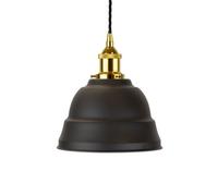Matt Black Lincoln Painted Dome Pendant Light With Gold Lamp Holder And Black Twisted Cable - Se Home