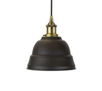 Matt Black Lincoln Painted Dome Pendant Light With Matt Antique Brass Lamp Holder And Black Round Cable - Se Home