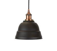 Matt Black Lincoln Painted Dome Pendant Light With Matt Antique Copper Lamp Holder And Black Twisted Cable - Se Home