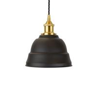 Matt Black Lincoln Painted Dome Pendant Light With Polished Brass Lamp Holder And Black Twisted Cable - Se Home