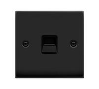 Matt Black Master Telephone Single Socket - Black Trim - Se Home