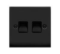 Matt Black Master Telephone Twin Socket - Black Trim - Se Home