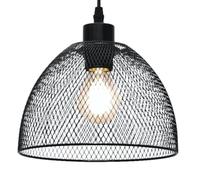 Matt Black Mesh Easy Fit Ceiling Pendant Light Shade, Metal Wire, 22cm Diameter