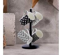 Matt Black Metal 6 Cup Mug Tree | Hirano