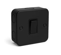Matt Black Metal Clad Socket & Switch Range - Modern Industrial Finish | Durable, Stylish, Ideal for Home & Commercial Use (1 Gang 2 Way Switch)