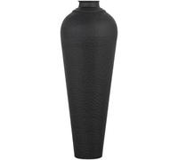 Matt Black Metal Medium Hammered Vase with Lid