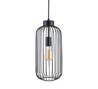 Matt Black Metal Wire Cage with Exposed Bulb Pendant Ceiling Light Black