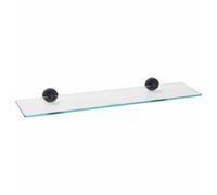 Matt Black Modern Round Single Glass Shelf Nes Home Black One Size