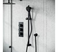 Matt Black Overhead Rainfall Shower Thermostatic Mixer Valve and Handheld Nes Home Black One Size