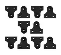 Matt Black Picture Hanging Plates - Plain Three Hole Mirror Plates for Frames & Wall Hanging - Flat Fixing Plates - Multiple Sizes Available - Pack of 10 (32mm)