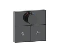 Matt Black Push Button 2 Outlet Concealed Mixer Shower Valve With Glass Front - Priya