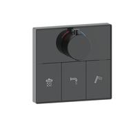 Matt Black Push Button 3 Outlet Concealed Mixer Shower Valve With Glass Front - Priya